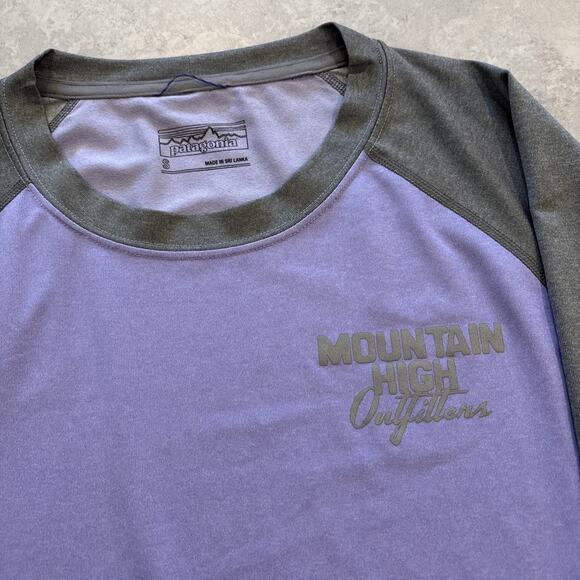 Patagonia Shirt Women’s Sz Small Long Sleeve Top Stretch Purple Mountain Logo - Picture 2 of 10